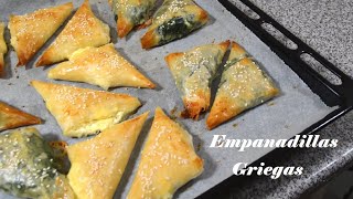 Empanadillaspastel griego de quesotiropita y de espinacas con quesospanakopita [upl. by Ok298]