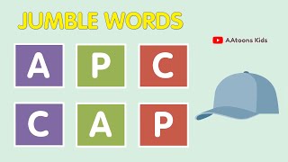 Jumble words for kids  3 letters jumble words  Kids vocabulary  AAtoonsKids [upl. by Kauslick]