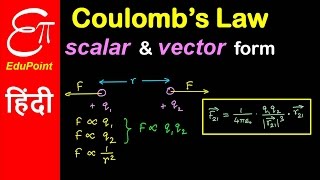 Coulombs Law and its Vector form  explained in HINDI [upl. by Anuahsed]