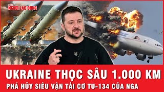 Tình báo Ukriane thọc sâu 1000 km đột kích siêu vận tải cơ TU134 của Nga cháy rụi  Tin thế giới [upl. by Sylirama]