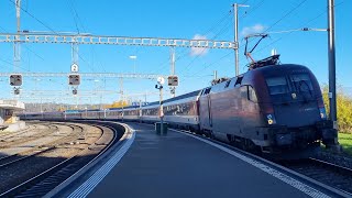 ÖBB RJ Taurus mit Transalpin durchfahrt in Uzwil [upl. by Hurlow315]