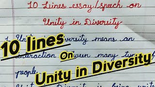 Unity in Diversity Essay10 lines essay on Unity in Diversity in Cursive WritingSpeech on Unity [upl. by Lamonica957]