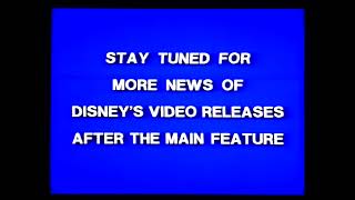 Walt Disney  Stay Tuned for more news of Disneys Video Releases after the main Feature VHS 1990s [upl. by Trebleda]