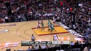 Dwyane Wade alley oop assist Dorell Wright reverse two hand dunk Heat Celtics Playoffs [upl. by Ysdnil955]