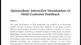 OpinionSeer Interactive Visualization of Hotel Customer Feedback [upl. by Nauqat]