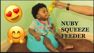 Product Review  Nuby First Solids Squeeze Feeder [upl. by Atterrol]