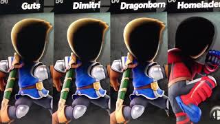 Mii Fighter Battle Guts vs Dimitri vs Dragonborn vs Homelander [upl. by Haimaj]