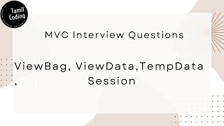 ViewBag ViewData TempData Session in MVC  Aspnet MVC  Tamil [upl. by Cassiani]