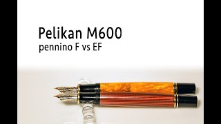 stilografica Pelikan Souverän M600 pennino F vs EF fine extra fine [upl. by Scherman]