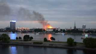 Riga Castle on Fire  Deg Prezidenta pils 2013 [upl. by Fennie]