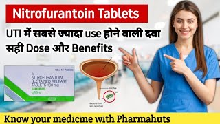 Nitrofurantoin tablets ip 100mg in hindi  Uribid 100 mg  Treatment of Urinary tract infection [upl. by Htebsle]