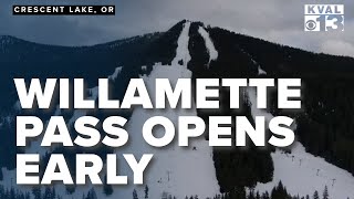 Willamette Pass Opens Early Drawing Hundreds of Skiers [upl. by Veejar]