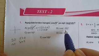 Karekök YKSLYSMatematik TRİGONOMETRİ Test 2 Anlatımlı Çözümleri [upl. by Cleaves]