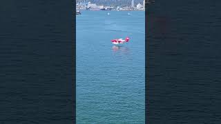 Water Plane landing at the Vancouver port cruiseship vancouver harbourfront plane beautiful [upl. by Aicnorev]