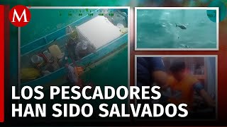 En Yucatán rescatan a tres pescadores perdidos en el mar [upl. by Brechtel]