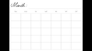 Free Printable Blank Monthly Calendar Minimalist Template Digital Calendar A4A5Letter SunMon [upl. by Anitnelav]