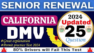 Senior renewal california DMV Written Test 2024  DMV Actual Test Paper Test 10 [upl. by Ahsekim]