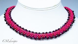 Beaded kumihimo necklace with SuperDuos [upl. by Erotavlas]