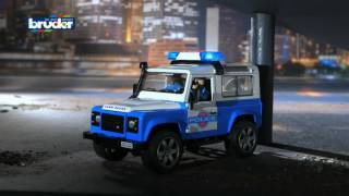 Bruder Toys Land Rover Police Vehicle with Light Skin Policeman 02595 [upl. by Wilow]