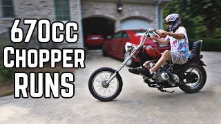 It Runs 670cc Chopper Build Pt 3 [upl. by Dreher102]