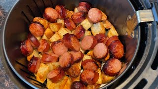 Air Fryer Kielbasa And Potatoes Recipe  this easy one pot dinner will satisfy your hunger 😋👍 [upl. by Madanhoj]