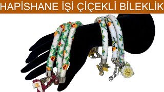 2 boyutlu ve 3 boyutlu hapishane işi çiçekli bileklik 2D and 3D bead crochet flowered bracelet [upl. by Aninahs]