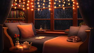 Cozy Reading Nook Ambience with Soothing Thunderstorm and Rain Sounds for Sleep amp Relaxation [upl. by Aynuat]