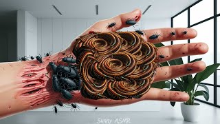 Deep Cleaning ASMR Treatment  Extracting Creepy Crawlies from The Hand  ASMR 2d Animation [upl. by Bergess]