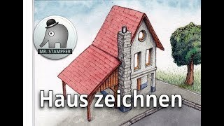 Haus zeichnen in 5 Schritten  Tipps zum Zeichnen [upl. by Prissy]