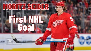 Moritz Seider 53 Detroit Red Wings first NHL goal Nov 6 2021 [upl. by Eiramadnil]