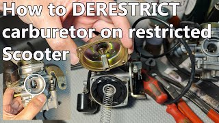 How to derestrict 50cc carburetor compare with carb with no restriction [upl. by Nilpik]