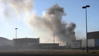 Industrial fire in East Modesto [upl. by Inerney]