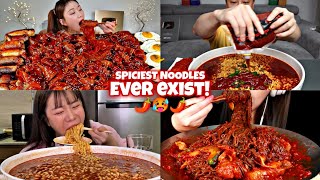 MUKBANGERS EATING TOO MUCH EXTREMELY SPICY NOODLES 🌶️🔥🥵🥵🥵 [upl. by Navanod]