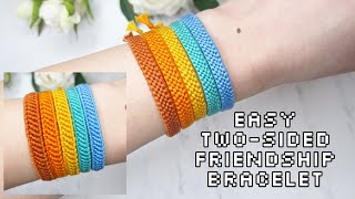 How to make minimalistic one color friendship bracelet  easy twosided string bracelet tutorial [upl. by Krishna708]