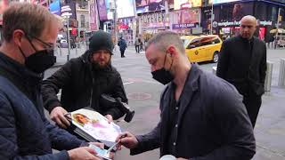 James McAvoy mingles with fans in NYC jamesmcavoy cyrano [upl. by Sahc]