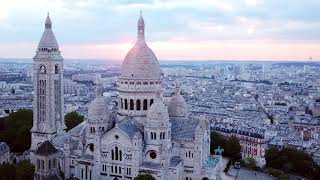 Aerial Sacre Coeur Basilica 4K Tour  Sunrise Montmartre Paris Drone View  Incredible France [upl. by Ennyrb]