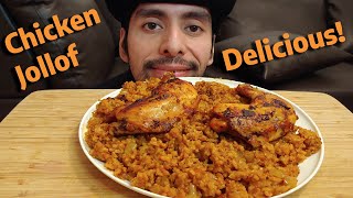 TRYING JOLLOF RICE WITH CHICKEN TASTY MUKBANG EATING SHOW [upl. by Shaylynn]