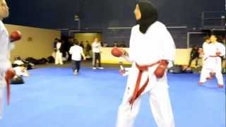 Warm up area  Morocco Female Kumite Team  2012 World Karate Championships [upl. by Welby]