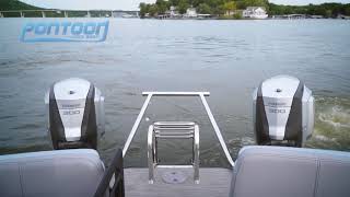 Pontoon and Deck Boat Magazine Reviews the 2018 Dual Engine Manitou [upl. by Paolina765]