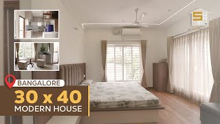 30x40 Modern House Tour In Bangalore  West Facing House With G2 Floors [upl. by Ahsitahs]