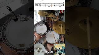 Oasis  Live Forever  Drum Intro with sheet music [upl. by Anawot]