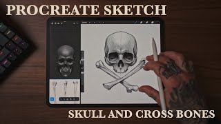 PROCREATE SKETCH  Skull and Cross bones a classic [upl. by Ainorev]