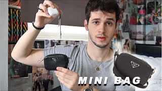 WHAT CAN I FIT IN MY MINI PRADA BAG MINI PRADA CROSSBODY UNBOXING amp REVIEW [upl. by Eremihc]