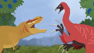 Dinosaurs cartoons battles Tarbosaurus vs Therizinosaurus  DinoMania [upl. by Norak276]