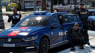 GTA 5 ÉCHANGE DE TIR ENTRE POLICIER ET GANG DANS UNE CITÉE🚔 LSPDFR 1182 [upl. by Norabal988]