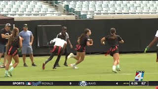 Jaguars host flag football event for girls at TIAA Bank Field [upl. by Ogilvy]