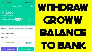 How to Withdraw Groww Balance to Bank Account [upl. by Mariquilla]