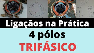 Como Ligar Bobinas do Motor Trifásico  4 Pólos em Série [upl. by Wadlinger]