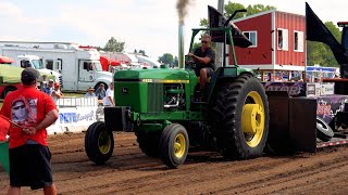 John Deere Farm Stock Tractor Pulling in Highland Wisconsin 2024 [upl. by Prudhoe827]