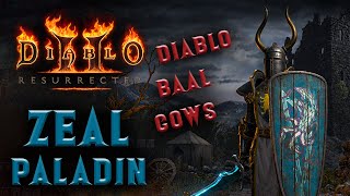 Diablo 2 Resurrected  Zeal Paladin  Diablo  Baal  Cow runs [upl. by Bathulda412]